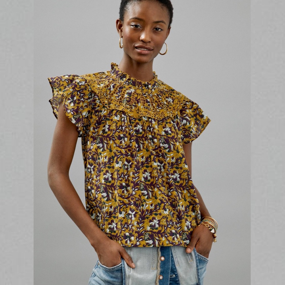 Anthropologie Othilia Federica Ruffled Blouse